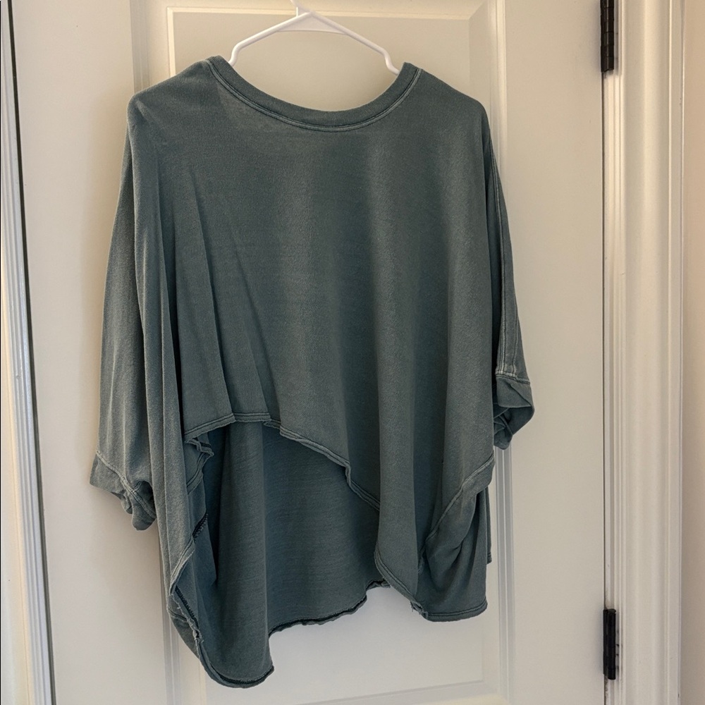 Free People Teal Long Sleeve Top